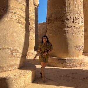 Reddress: brown denim Carhart inspired romper with cinched waist